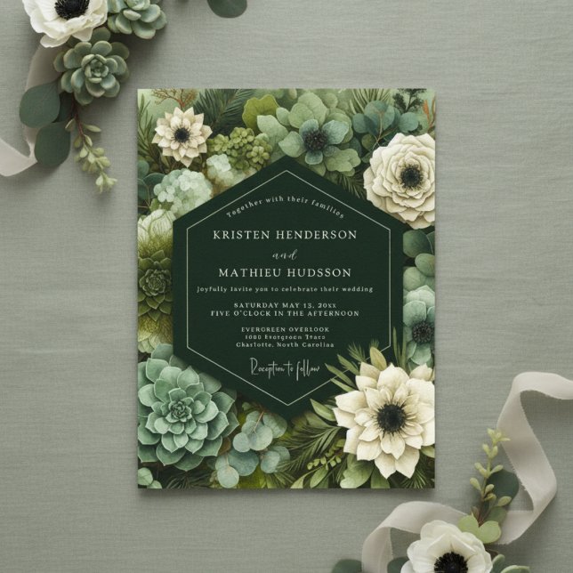 Convite Casamento de Opulência Botânica Esmeralda (Criador carregado)