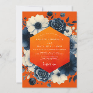Convite Casamento de Opulência Floral Laranja