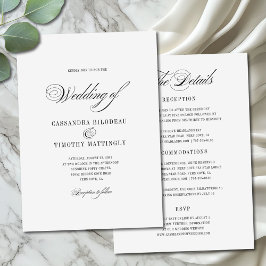 Convite Casamento de Orçamento de Script Branco Preto All-