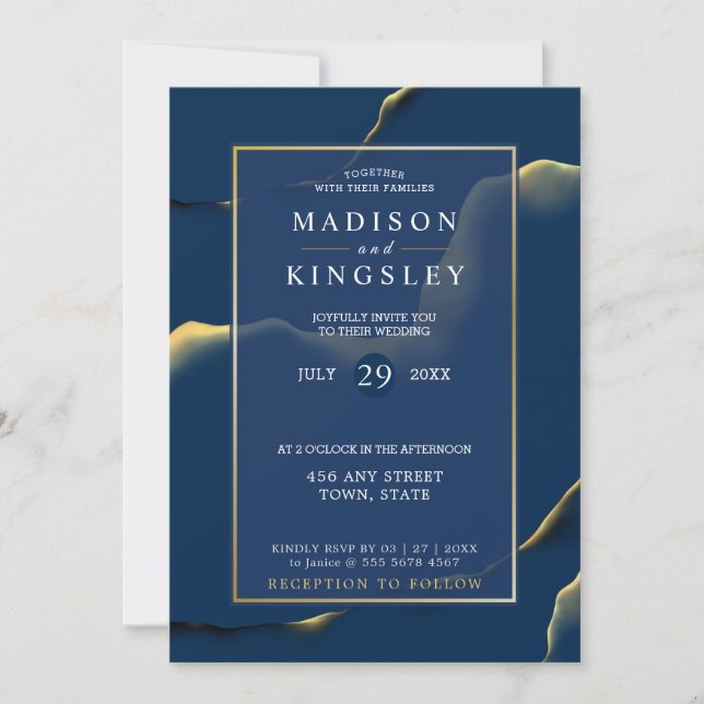 Convite Casamento de Orçamento Incrível Azul (Frente)