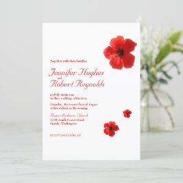Convite Casamento de Orçamento Tropical de Red Hibiscus