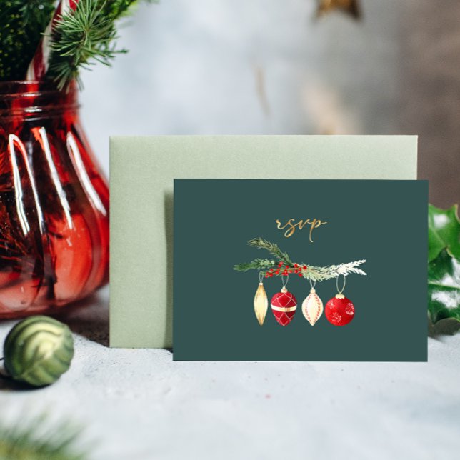 Convite Casamento de Ornament de Aquarela de Inverno Vinta (Criador carregado)