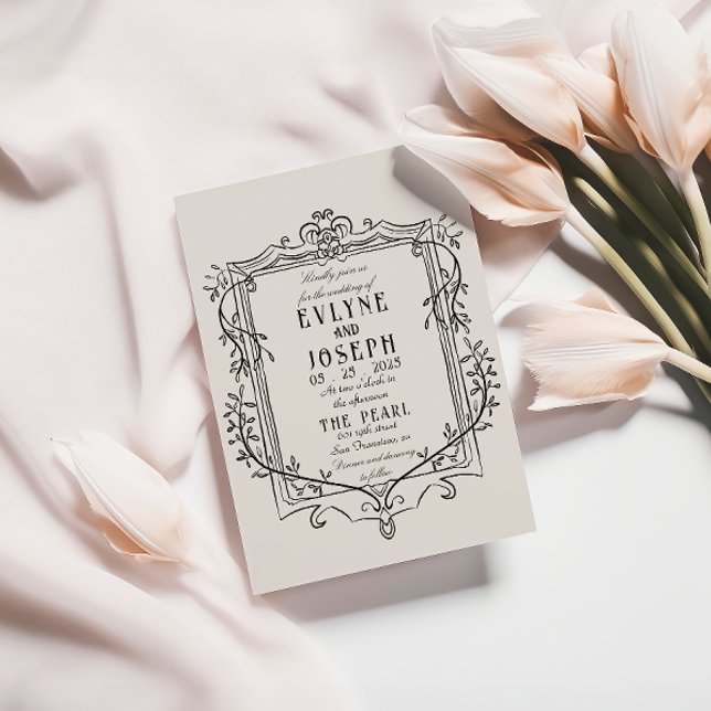 Convite Casamento de Ornamento Barroco Vitoriano e Feita à (Criador carregado)