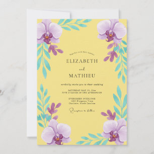 Convite Casamento de Orquídea Ametista Amarela