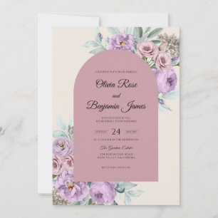 Convite Casamento de Orquídea Ametista Ranunculus