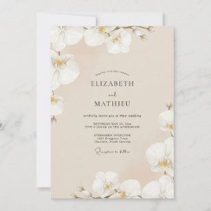 Convite Casamento de Orquídea com Creme de Champanhe