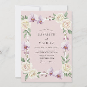 Convite Casamento de Orquídea Lilás Rosada