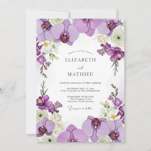 Convite Casamento de Orquídea Opulenta Lavanda
