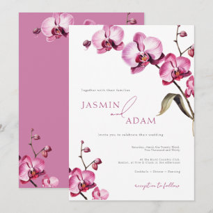 Convite Casamento de Orquídea Rosa Elegante