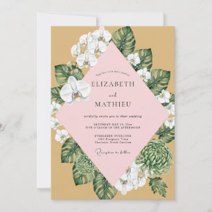 Convite Casamento de Orquídea Rosa Mostarda