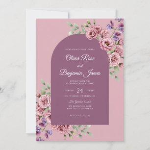 Convite Casamento de Orquídea Rosa Plum