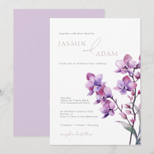 Convite Casamento de Orquídea Roxa Elegante