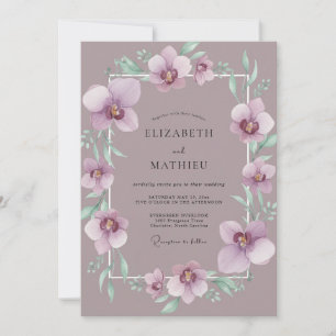 Convite Casamento de Orquídea Roxa Empoeirada