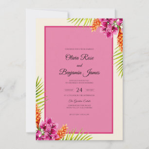 Convite Casamento de Orquídea Tropical Magenta