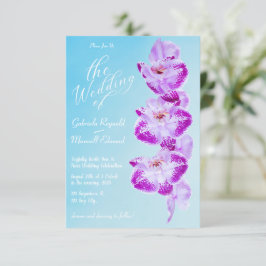Convite Casamento de Orquídeas Azuis Brancas com Amor Flor