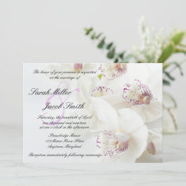 Convite Casamento de Orquídeas Brancas e Roxas Elegantes