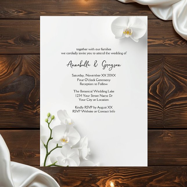 Convite Casamento de Orquídeas Brancas Elegantes (Criador carregado)