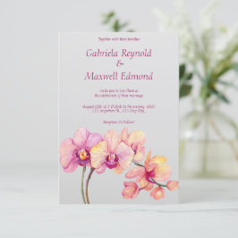 Convite Casamento de Orquídeas de Flores de Água Elegante
