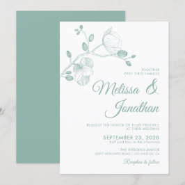 Convite Casamento de orquídeas verdes florais e florais el