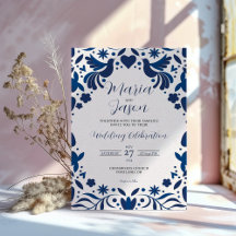 Casamento de Otomi Blue Floral Elegant Fiesta