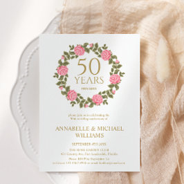 Convite Casamento de OURO ANIVERSÁRIO SOFT ROSA GARLAND 50