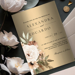 Convite Casamento de ouro Boho Wildflower