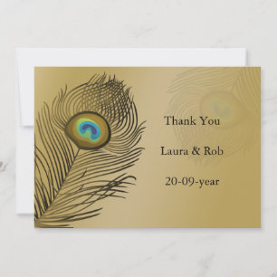 Convite casamento de ouro do pavão Obrigado