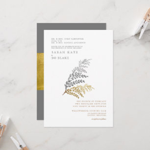 Convite Casamento de Ouro e Prata Elegante de Inverno para