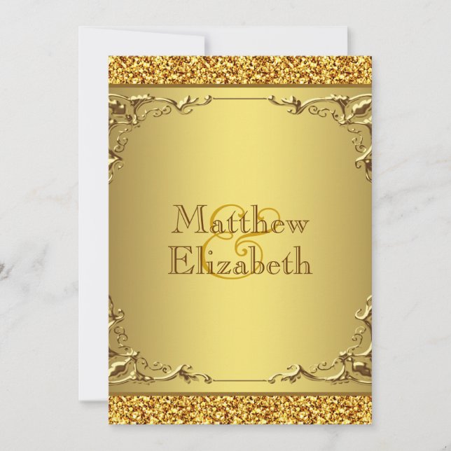 Convite Casamento de Ouro Elegante (Frente)