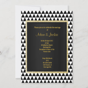 Convite Casamento de ouro moderno com triângulo branco pre