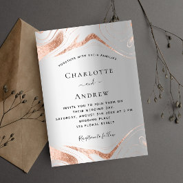 Convite Casamento de ouro rosa de prata, luxo