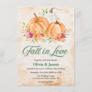 Convite Casamento de Outono Abóbora Enamorada 