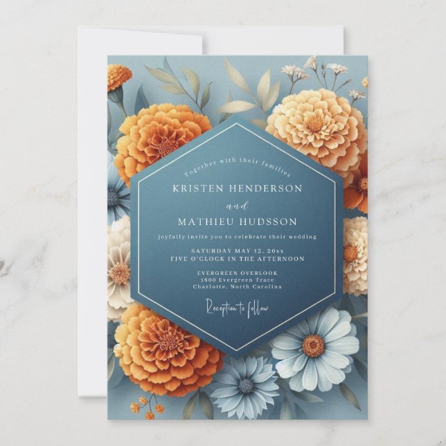 Convite Casamento de Outono Âmbar de Jeans (Frente)