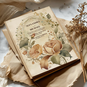 Convite Casamento de Outono Art Nouveau