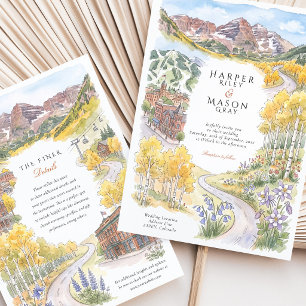 Convite Casamento de Outono Aspen Colorado Maroon Bells As