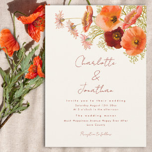 Convite Casamento de Outono Boho com Flores Silvestres
