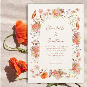 Convite Casamento de Outono Boho com Flores Silvestres
