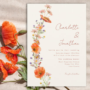 Convite Casamento de Outono Boho com Flores Silvestres