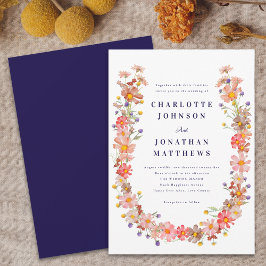 Convite Casamento de Outono Boho com Flores Silvestres