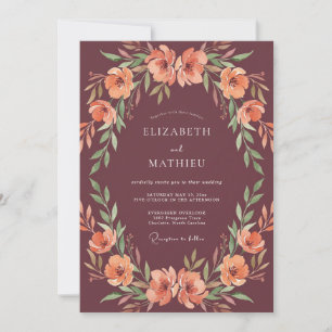 Convite Casamento de Outono Burgundy Bold Woodland