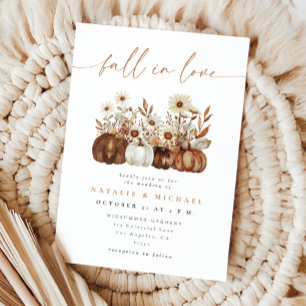 Convite Casamento de Outono com Abóbora Floral Boho