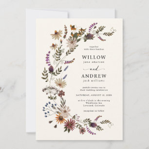 Convite Casamento de Outono com Flores Silvestres
