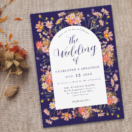 Convite Casamento de Outono com Flores Silvestres Boho em 
