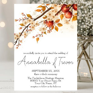 Convite Casamento de Outono com Maçãs e Flores