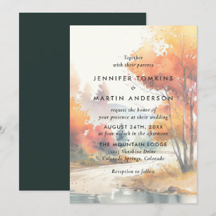 Convite Casamento de Outono de Aquarela