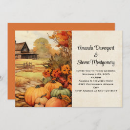 Convite Casamento de outono de Colheita de Fazendas de abó