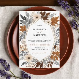 Convite Casamento de Outono de Laranja Queimado