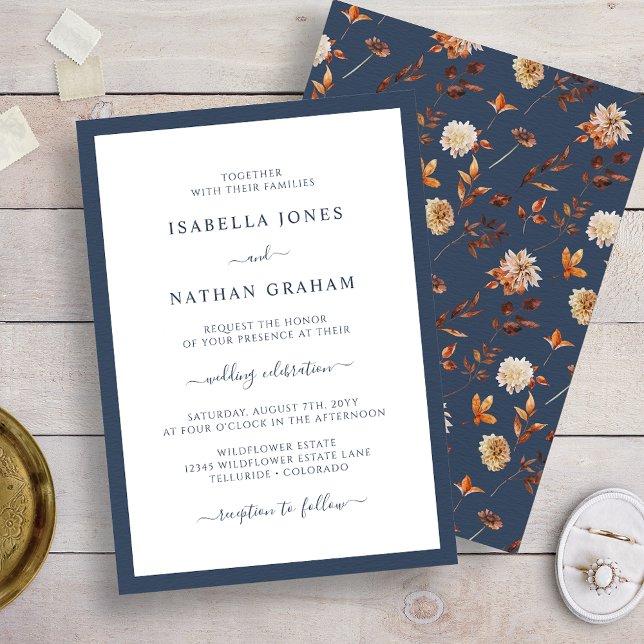 Convite Casamento de outono de marinho (Navy Autumn Wedding Invitation
)