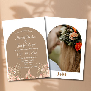 Convite casamento de outono de outono com foto floral de a