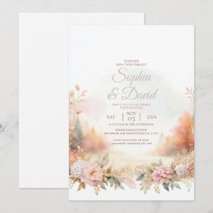 Convite Casamento de outono de Pastel Watercolor